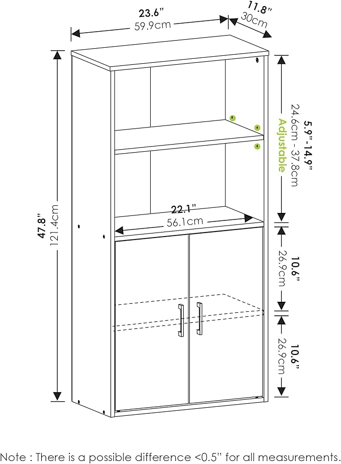 Furinno Pasir 4-Tier Storage Bookcase, Bookshelf, Multipurpose Shelf, Black Oak