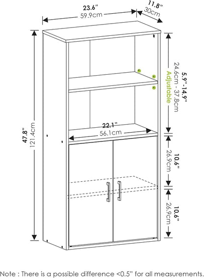 Furinno Pasir 4-Tier Storage Bookcase, Bookshelf, Multipurpose Shelf, Black Oak
