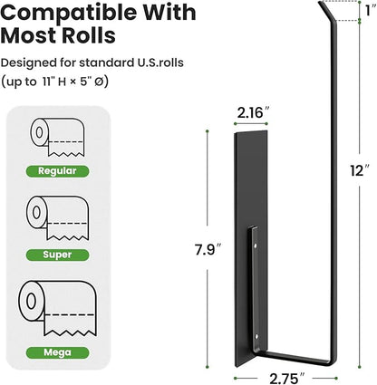 Paper Towel Holder Black, Toilet Paper Roll Holder Magnetic Towel Rack Wall Mount Fridge Organizer Shelf for Towels Rolls Bar Bathroom Toilet Pantry RV Essentials Kitchen Organizers and Storage 2 Pack