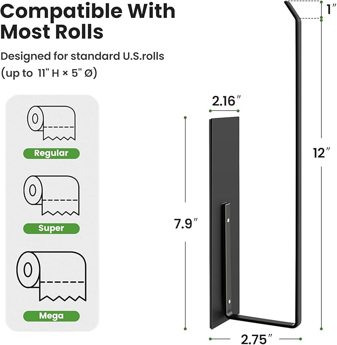 Paper Towel Holder, Magnetic Paper Towel Holder for Fridge, Toilet Paper Roll Holder Magnet Towel Rack Wall Mount Fridge Organizer for Paper Towels Rolls Bathroom Pantry RV Kitchen Storage