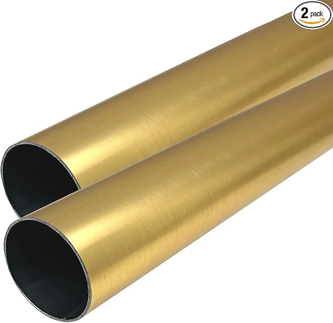 48" HEAVY DUTY Round Closet Rod | 32mm Diameter | Satin Brass Clothes Pole | 2 Pack