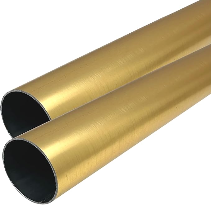 72" HEAVY DUTY Round Closet Rod | 32mm Diameter | Satin Brass Clothes Pole | 2 Pack