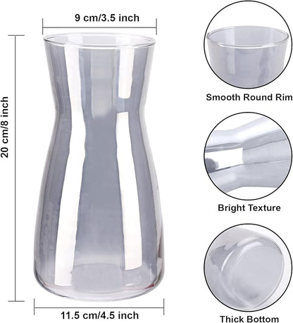 Glass Vases for Flowers, 8 Inch Tall Ins Modern Gray Crystal Clear Glass Vases for Centerpieces Home Desk Decoration, Decorative Glass Table Vase for Birthday Wedding Housewarming Gift