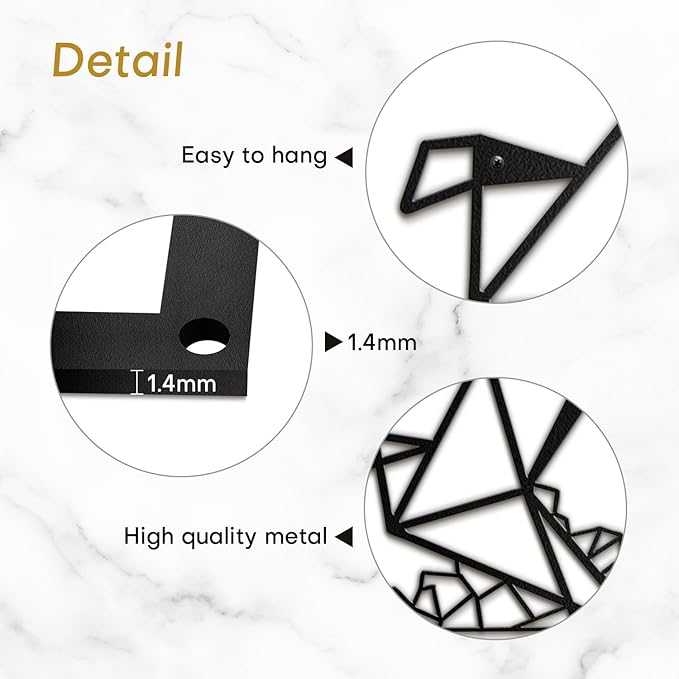 SIGNLEADER Metal Wall Art Decor Origami Birds in Flight Modern Abstract Wall Sculpture Hangings Home Decoration for Living Room, Bedroom, Bathroom, Kitchen, Outdoor - 18" Black