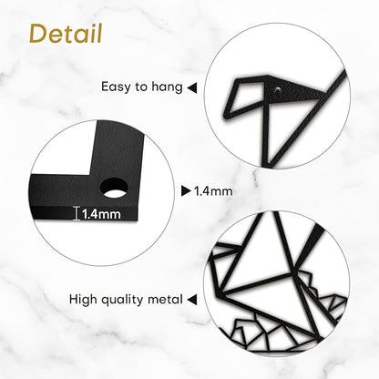 SIGNLEADER Metal Wall Art Decor Origami Birds in Flight Modern Abstract Wall Sculpture Hangings Home Decoration for Living Room, Bedroom, Bathroom, Kitchen, Outdoor - 18" Black