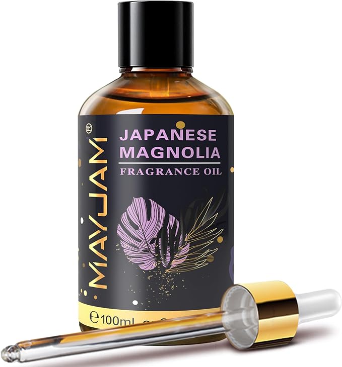 MAYJAM 100ML/3.38FL.OZ Japanese Magnolia Fragrance Oils with Glass Dropper, Essential Oils for Diffusers, Long Lasting Scented Oils for Soap Candle Making