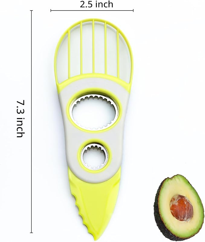 3-in-1 Avocado Tool-Cuts, Pits&Slices Fast, Non-Slip Grip, Dishwasher Safe | Stainless Steel Avocado Cutter and Pitter