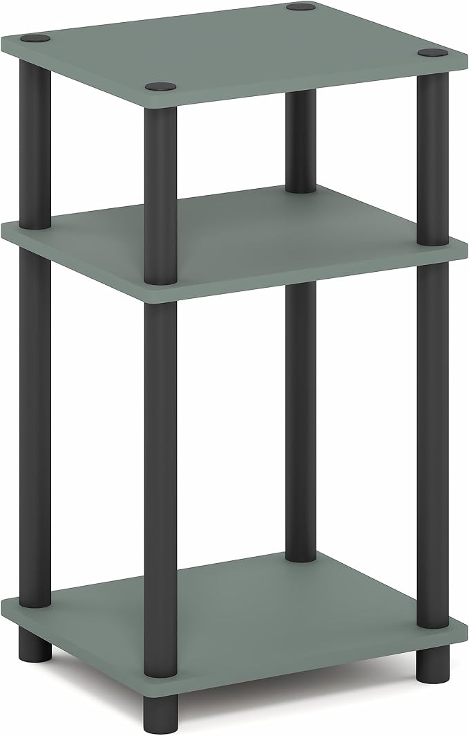 Furinno JUST Side Table, 3-Tier End Table, Open Shelves Night Stand, Bedside Table, Toolless Assembly, for Living Room, Bedroom, Bathroom, Sage Green