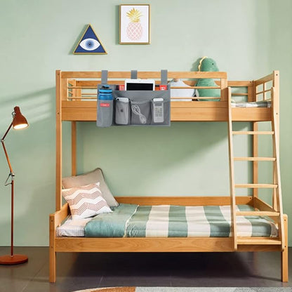 Zafit Hanging Bedside Caddy, Bedside Storage Organizer for Magazine, Phone, Remote control (5 Pockets-Grey)
