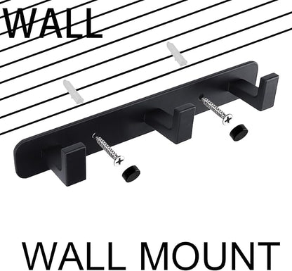 Coat Rack, Heavy Duty Stainless Steel 3 Tri Coat Hook Hanger, Wall Mounted Wall Hooks, Rustic Clothes Hook/Key Hook Rail for Bathroom Kitchen Entryway(2 Pack, 3 Hook Black)