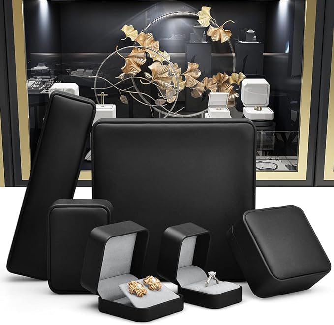 Oirlv Premium Leather Ring Box Small Black Ring Gift Box Proposal Wedding Engagement