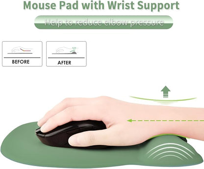 EooCoo Ergonomic Mouse Pad with Wrist Support, Mousepad with Memory Foam Wrist Rest and Non-Slip Base for Computer, Cafe, Home & Office, 9.64 x 8.26 in Office Desk Accessories