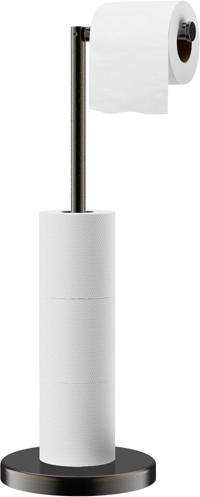 FORIOUS Toilet Paper Holder Stand, Modern Freestanding Tissue Roll Holder for Bathroom, Durable SUS 304 Stainless Steel and Weighted Base Toilet Paper Stand, Storage for 4 Rolls, Oil Rubbed Bronze