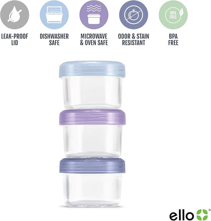 Ello Color Lock Glass Meal Prep Sets Leak-Proof Glass Food Storage Containers with Airtight BPA-Free Plastic Lids, Dishwasher, Microwave, and Freezer Safe