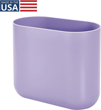 iDesign Small Slim Plastic Bathroom Trash Can, Garbage Can for Bedroom, Office, Desk, Dorm, Purple
