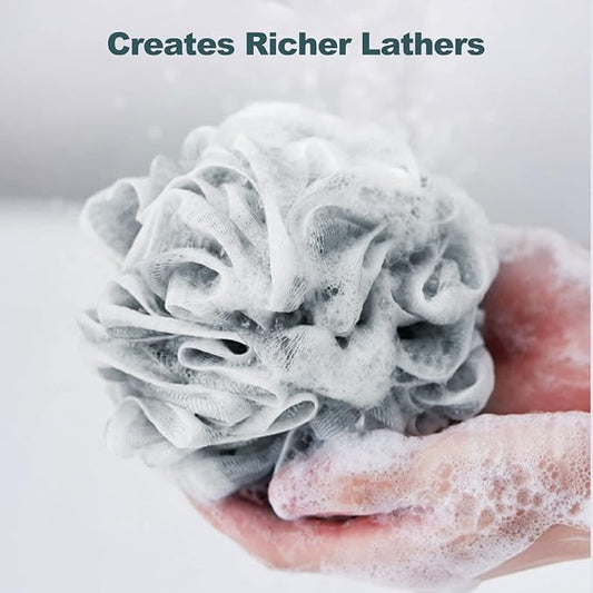 Fu Store Loofah Sponge Shower Loofahs 50g Bath Sponges Mesh Balls 4 Colors for Body Scrubber Exfoliator Wash Back Scrubbers Bathroom Men Women - 4 Pack Cleaning Bathing Accessories