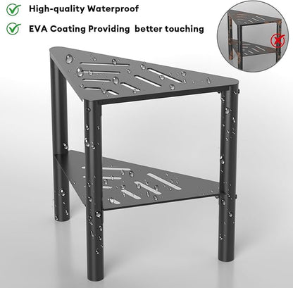 Shower Stool for Shaving Legs, Shower Step Stool for Inside Shower, Non-Slip Spa Shower Foot Rest Stool, Corner Bathroom Shower Bench Bath Seat with Storage Shelf for Small Shower Spaces