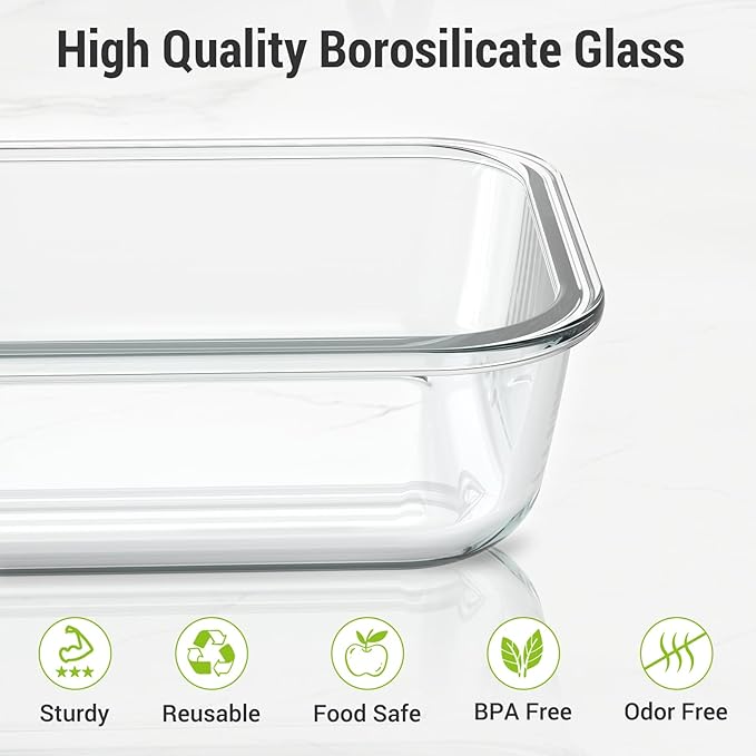 Dealusy 10 Sets (20-Piece) 4.5 Cup & 1.5 Cup Glass Food Storage Containers with lids, Airtight Leak-proof Glass Meal Prep Containers with Lids, Microwave Oven Freezer Dishwasher Safe, Pink