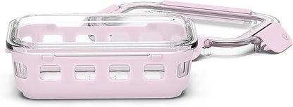 Ello Duraglass Meal Prep Container, 1.75 cup- Glass Food Storage Container with Silicone Sleeve and Airtight BPA-Free Plastic Lid, Dishwasher, Microwave, and Freezer Safe, Cashmere Pink