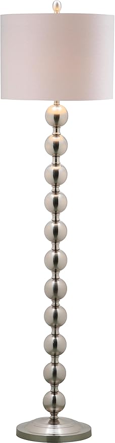 SAFAVIEH Lighting Collection Reflections Modern Farmhouse Stacked Ball Nickel 59-inch Living Room Bedroom Home Office Standing Floor Lamp (LED Bulb Included)