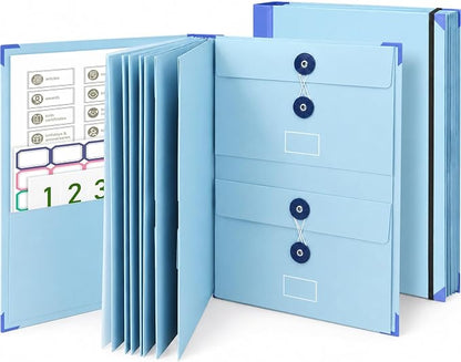 Important Document Organizer - Binder File Folder with Blank & Pre-Printed Common Category Labels, 12 Envelopes, Ideal for IDs, Medical Records, Life’s Milestones, Insurance & Tax, Estate Planning
