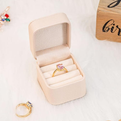 SANQIANWAN PU Leather Wedding Ring Box Jewelry Case for Proposal Engagement Ring Box Jewelry Display Box Gift Box for Birthday and Anniversary (Pearl White-B)