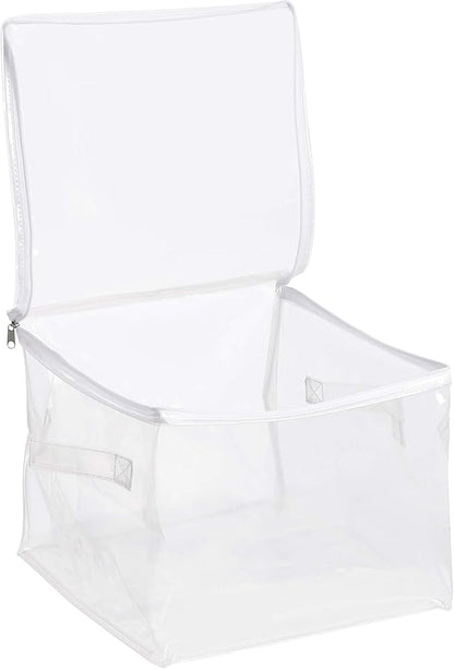 Amazon Basics Clear Zippered Storage Bags for Closet Organization, Stackable Clothing and Linen Storage Containers, 6-Pack