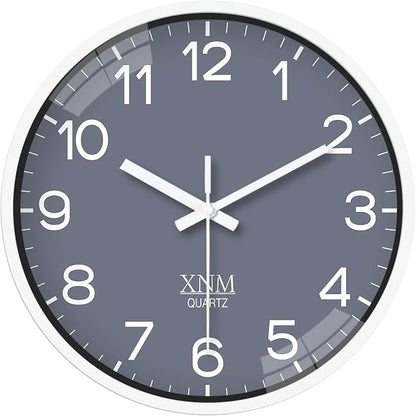 XNM Small Grey Minimalist Wall Clocks Battery Operated 8 Inch Classic Analog Clock for Living Room Kitchen Office Bedroom Modern Wall Clock Silent Non Ticking