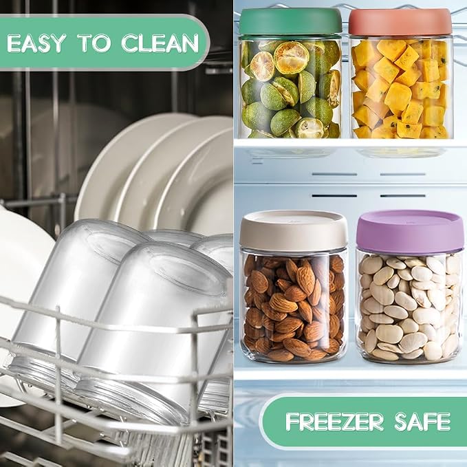 16oz Overnight Oats Containers with full Lids - 2 Pack size Bulk Glass Jar, Meal Prep Jars for Yogurt, Salad, Smoothies, Reusable Storage appliance Containers (Leakproof, Dishwasher & Freezer Safe)