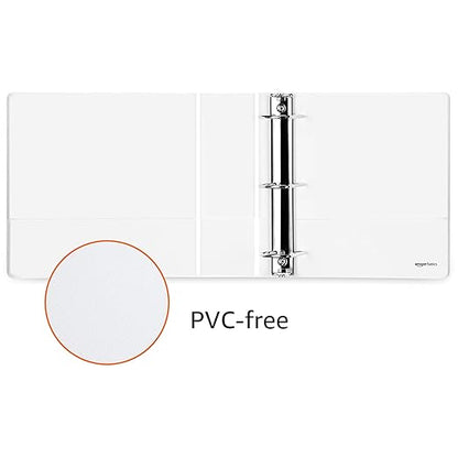 Amazon Basics 3 Ring Binders, 3 Inch D-Ring Organizer for School, Home Office, Paper Storage, White, 2 Pack