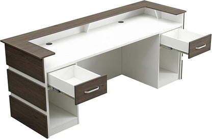 Mares 87" Wood Office Reception Desk Counter & Drawers w/Telescopic Rails & Chrome Handles | Cable Grommet Holes | Option to Add Logo | Front Table Furniture Nail Hair Beauty Salon Spa Restaurant