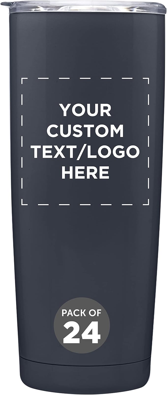 Custom Pipette Stainless Steel Coffee Tumblers 20 oz. Set of 24, Personalized Bulk Pack - Double Wall, Perfect for Coffee, Hot Cocoa, Other Hot & Cold Beverages - Charcoal
