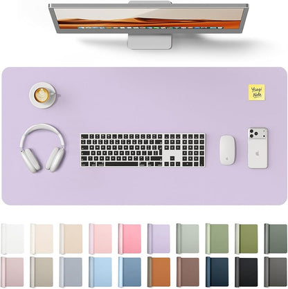 YSAGi Leather Desk Protector, Office Mat, Large Mouse Mat, Non-Slip PU Leather Blotter, Laptop Desk Pad, Waterproof Writing Pad for Office and Home (Light Purple, 31.5" x 15.8")