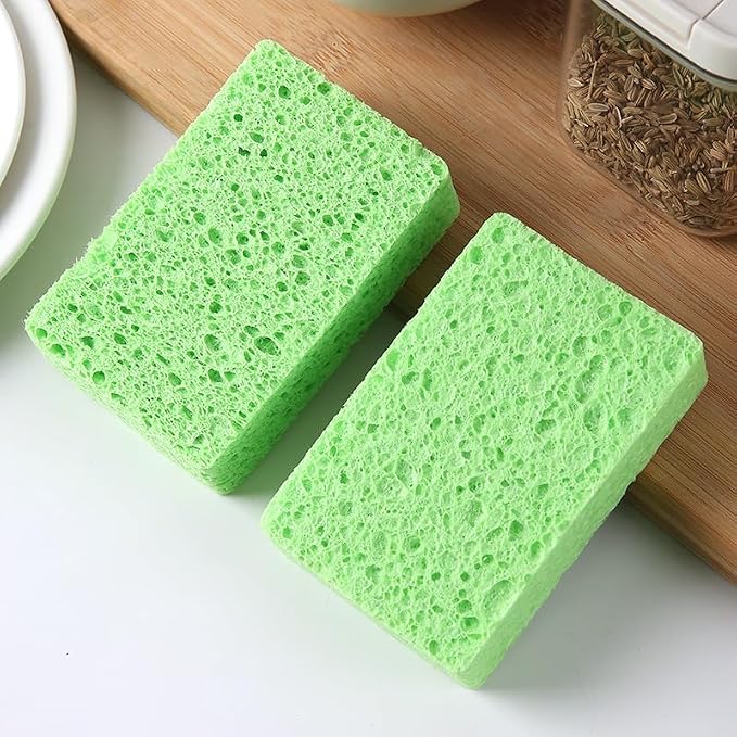 6 - Pack Non-Scratch Scrub Sponges - Sponges for Dishes and Washing Dishes, Cleaning Sponges for Kitchen Home Office, Magical 3D DIY Art and Craft Suppliers（Green）