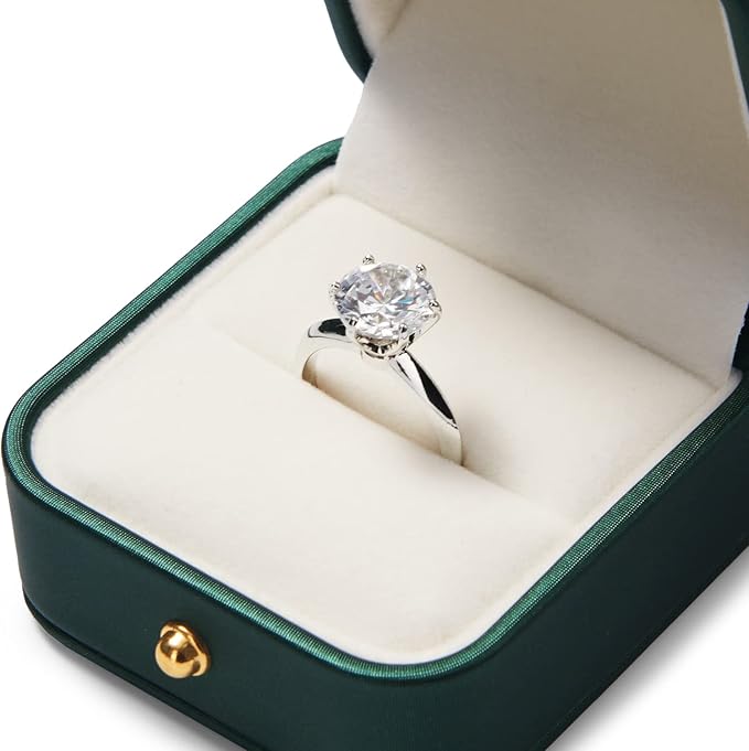 Oirlv Gorgeous Blackish Green Ring Box Premium Leather Ring Bearer Box for Wedding,Proposal Jewelry Gift Case