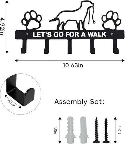 Key Holder Wall Mounted with Screws and Anchors, Black Multifunctional Key Hanger with 5 Hooks, Entryway Front Door Kitchen Hallway Garage Office
