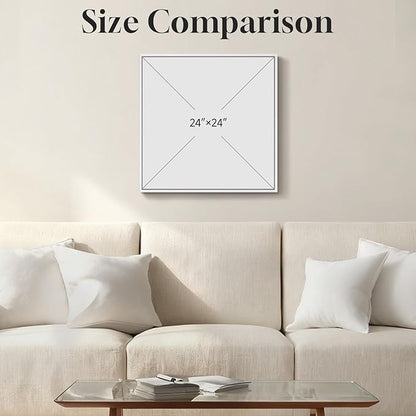 Framed Black and White Wall Art, Square Modern Canvas Portrait Prints Paintings for Walls, Contemporary Minimalist Elegant Black Woman Pictures for Dining Room Bedroom Hallway Wall Decor 24x24 In