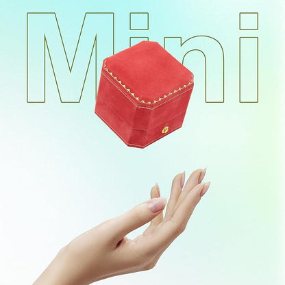 Jewelry Ring Box, Velvet Wedding Ring Box Small Travel Jewelry Box for Business, Engagement, Wedding, Bridesmaid and Holiday Events - Red