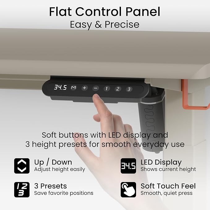 Autonomous Grey Electric Standing Desk 5 48×24 Inches, Adjustable Height Desk Stand Up Desk, Sit Stand 3 Memory Presets, Cable Tray for Home Office & Computer Workstation