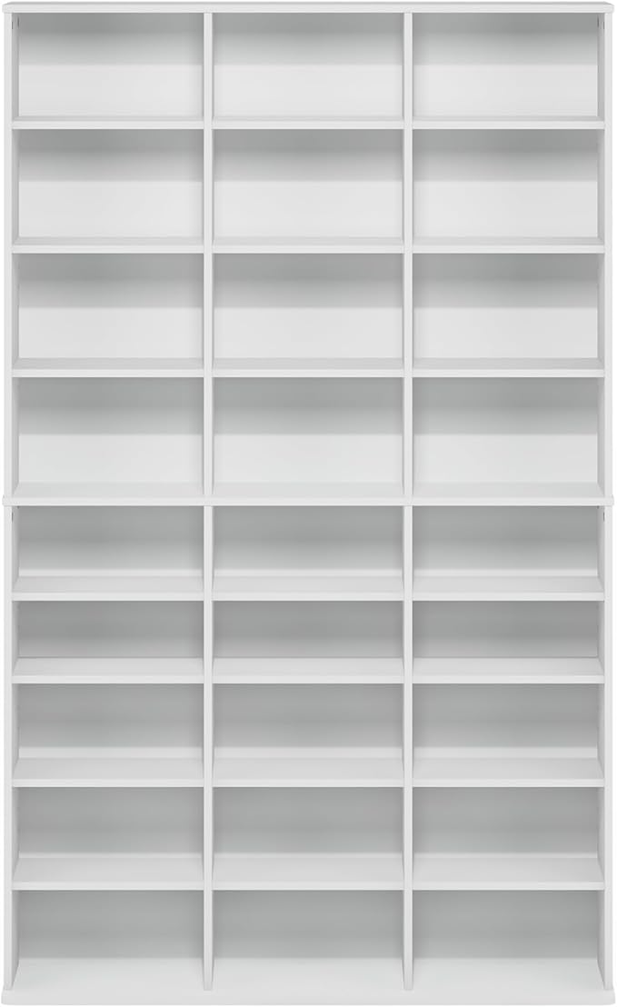 Furinno Jaya DVD Shelf, 24-Shelf Wide CD Rack, Media Shelf with Adjustable Shelves, 8 x 3 DVD Storage Cabinets for CD Blueray Game Disc, Easy Assembly, for Living Room, Home Office, White