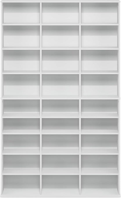 Furinno Jaya DVD Shelf, 24-Shelf Wide CD Rack, Media Shelf with Adjustable Shelves, 8 x 3 DVD Storage Cabinets for CD Blueray Game Disc, Easy Assembly, for Living Room, Home Office, White