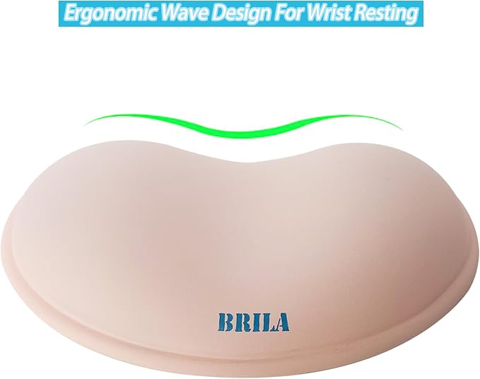 BRILA Ergonomic Silicone Mouse Wrist Rest, Cooling Silica Gel PU Leather Mouse Wrist Support Pad for Office Work and Laptop Computer Gaming (Pink)