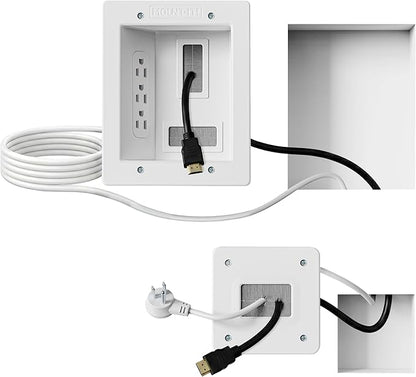 Mount-It! in-Wall TV Cable Concealer Kit with Recessed Power – Triple Outlet, 9ft Cord, and Hand Saw – Easy, Safe Cable Management for Organized TV and Home Theater Setups