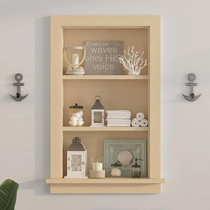 Recessed Medicine Cabinet for Bathroom Cabinet with Storage,14x24 in Wall Shower Niche Insert,3-Tier Bathroom Niche for Shower Wall,Recessed Niches Insert for Drywall,Imitation Natural