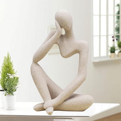 Dnoifne Thinker Statues and Sculptures, Sandstone Resin Thinker Statue Ornaments, Abstract Style Sculptures, Housewarming Gifts, Living Room Dining Desk Decorations (Right, Super Large)