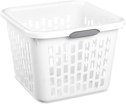 Sterilite Laundry Basket, Plastic Clothes Hamper, Large Square Bin with Comfort Grip Handles and Reinforced Rim, 1.5 Bushel Capacity, White, 12 Pack