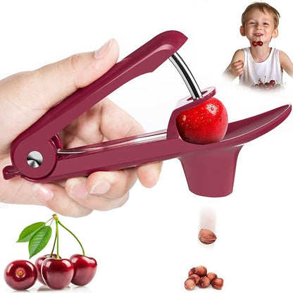 Cherry Pitter Tool Pit Remover, Cherry Core Remover Tool with Space-Saving Lock Design, Heavy-Duty Cherry Seed Remover for Kids/Making Cherry Jam