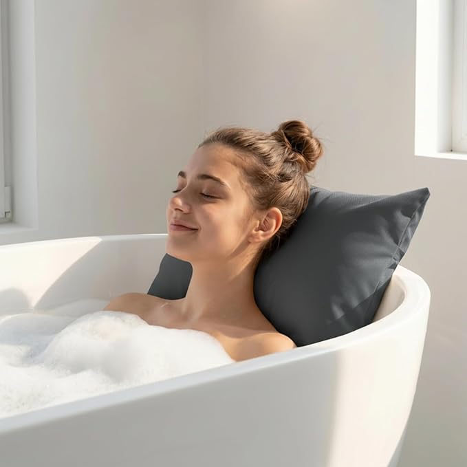 Luxury Bathtub Pillow, Skin-Friendly Cushion, Support Back, Neck & Head, Non-Slip, Adjustable Thickness Fits All Tub, Washable & Quick-Drying - Gift for Christmas Birthday Father's Day