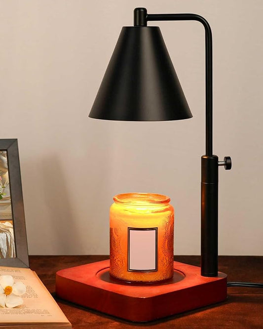 Modern Candle Warmer Lamp with Timer, Black Candle Lamp Warmer for Jar Candles, Mothers Day Birthday Gifts for Women, Dad, Men, Adjustable Metal Candle Lamp Dimmable, Vintage Home Decor, 2*35Watt Bulb