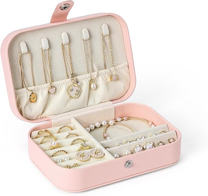 CASEGRACE Jewelry Box For Women Portable Travel Jewelry Case for Necklace Earring Rings Jewelry Holder Case Gift Box Girls